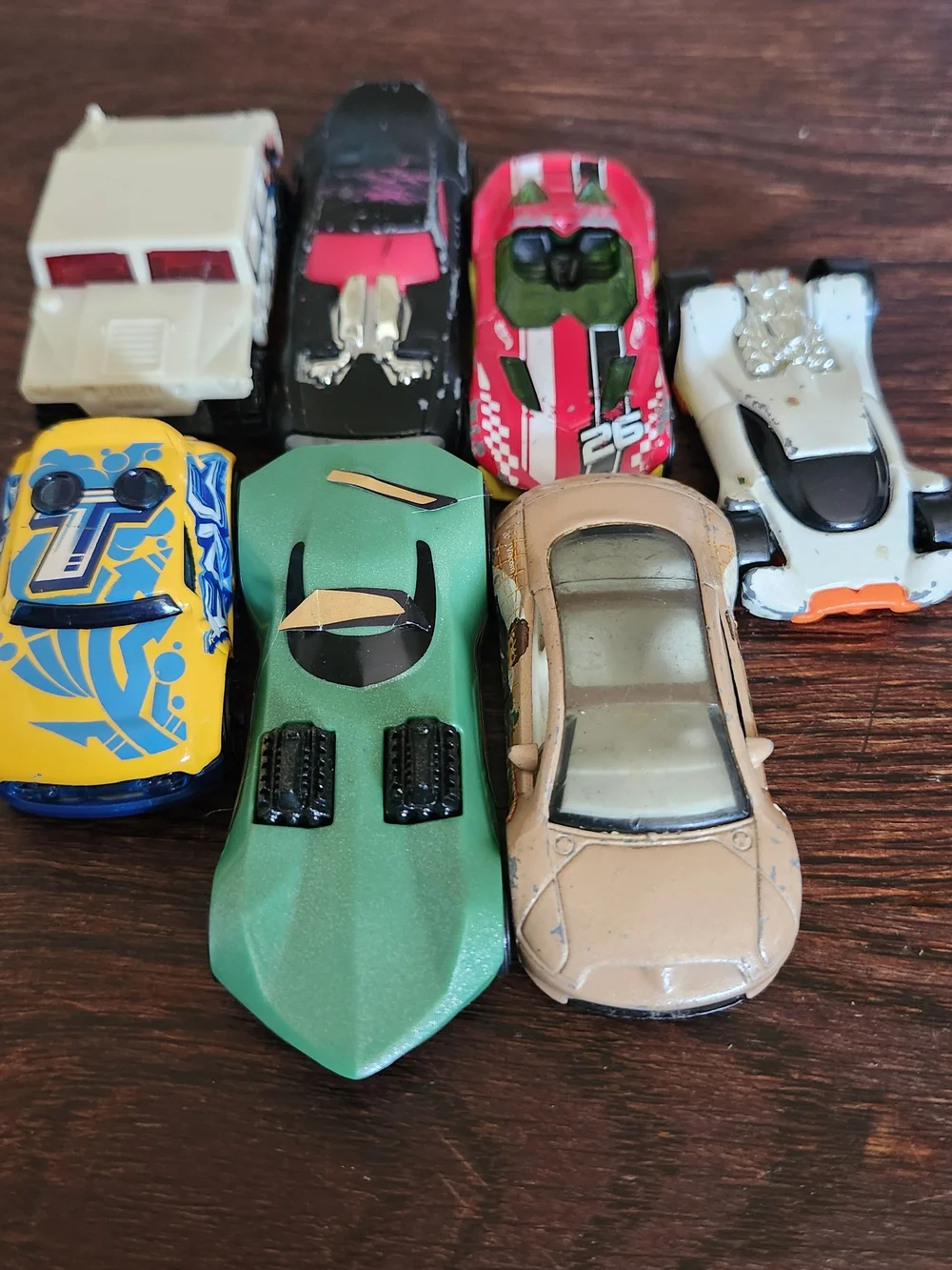 Die-Cast Toy Car Pack - Green, Yellow, Red, White, Black, Tan Assortment
